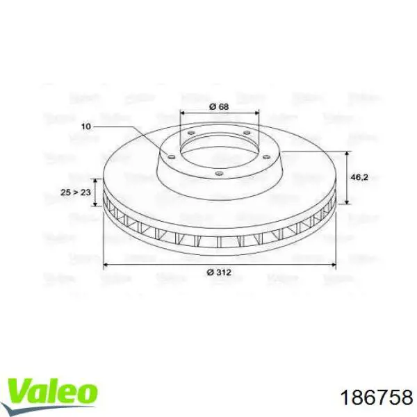186758 VALEO диск тормозной передний