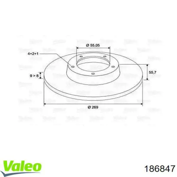 Тормозные диски 186847 VALEO