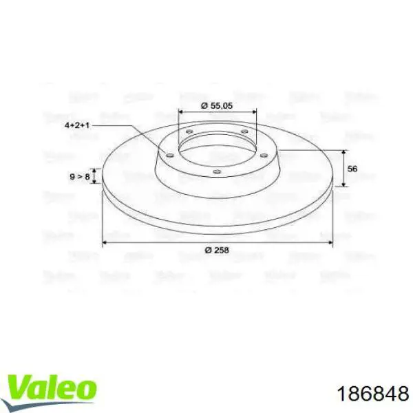 186848 VALEO диск тормозной задний