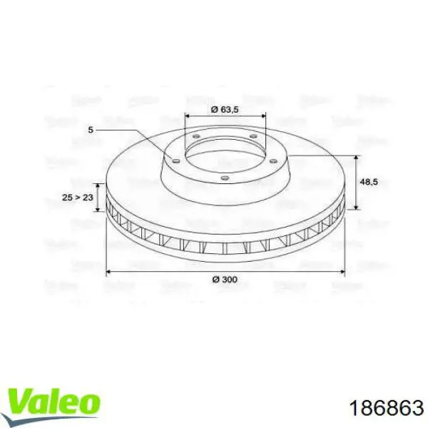 Передние тормозные диски 186863 VALEO