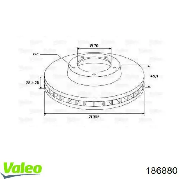 Передние тормозные диски 186880 VALEO