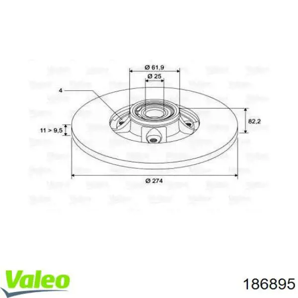 Тормозные диски 186895 VALEO