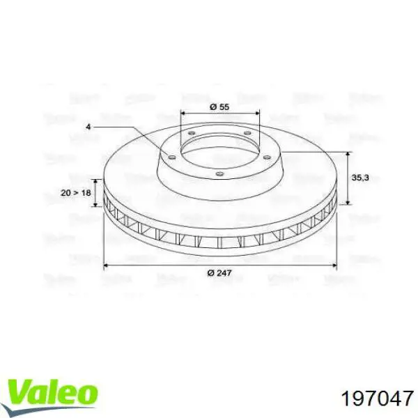 Передние тормозные диски 197047 VALEO