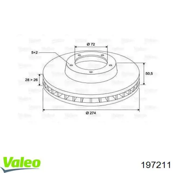 Передние тормозные диски 197211 VALEO