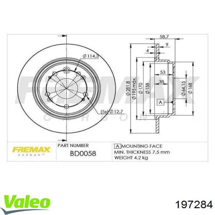 Тормозные диски 197284 VALEO