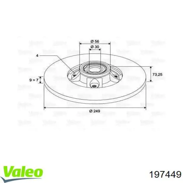 Тормозные диски 197449 VALEO