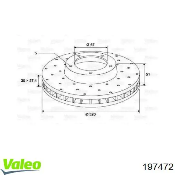 Передние тормозные диски 197472 VALEO