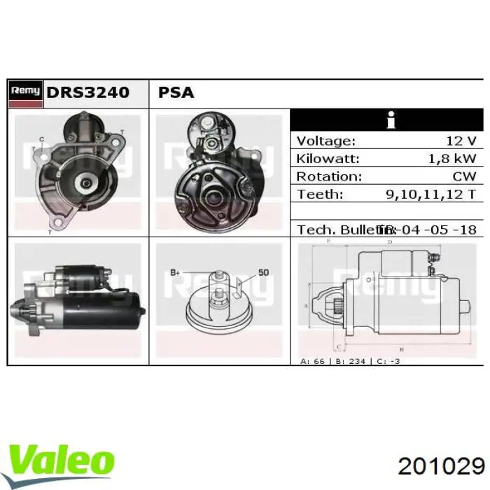 Стартер двигателя VALEO 201029