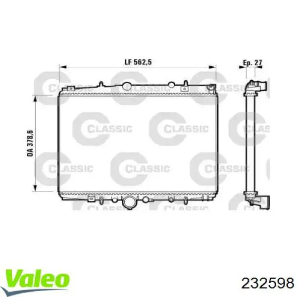 Радиатор 232598 VALEO