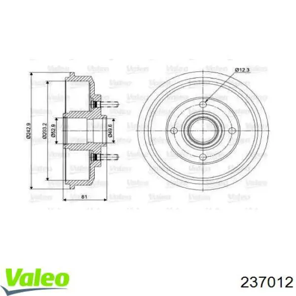 Тормозной барабан 237012 VALEO