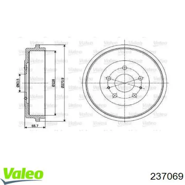 Тормозной барабан 237069 VALEO