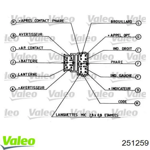 Правый подрулевой переключатель 251259 VALEO