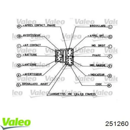 251260 VALEO переключатель подрулевой левый