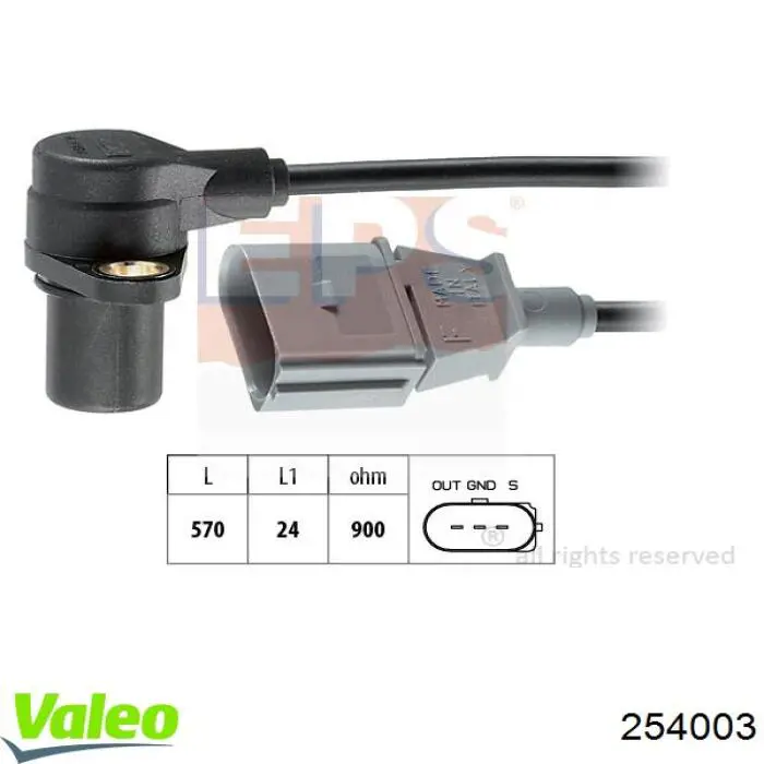 Датчик коленвала 254003 VALEO