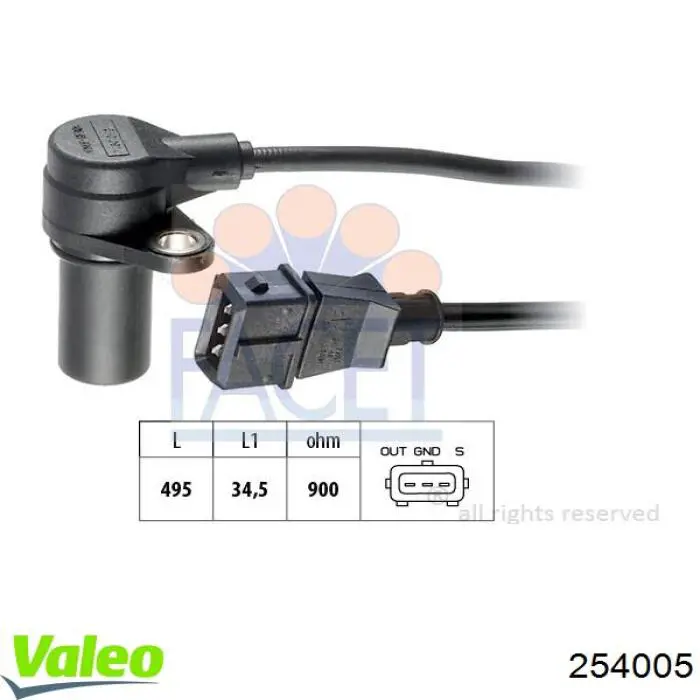 Датчик положения коленвала VALEO 254005
