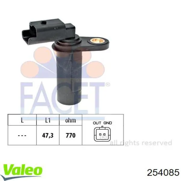 Sensor de posición del cigüeñal 254085 VALEO