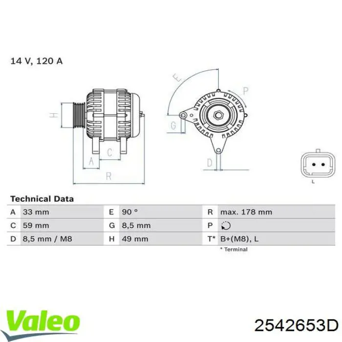 Автомобильный генератор VALEO 2542653D цена, от 72.01 USD
