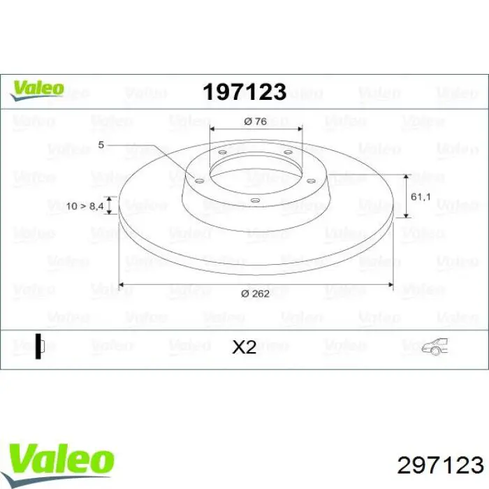 Передние тормозные диски 297123 VALEO