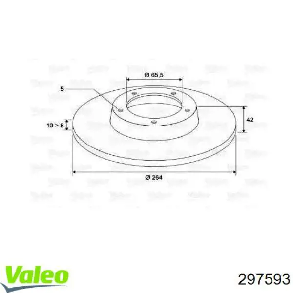 297593 VALEO диск тормозной задний