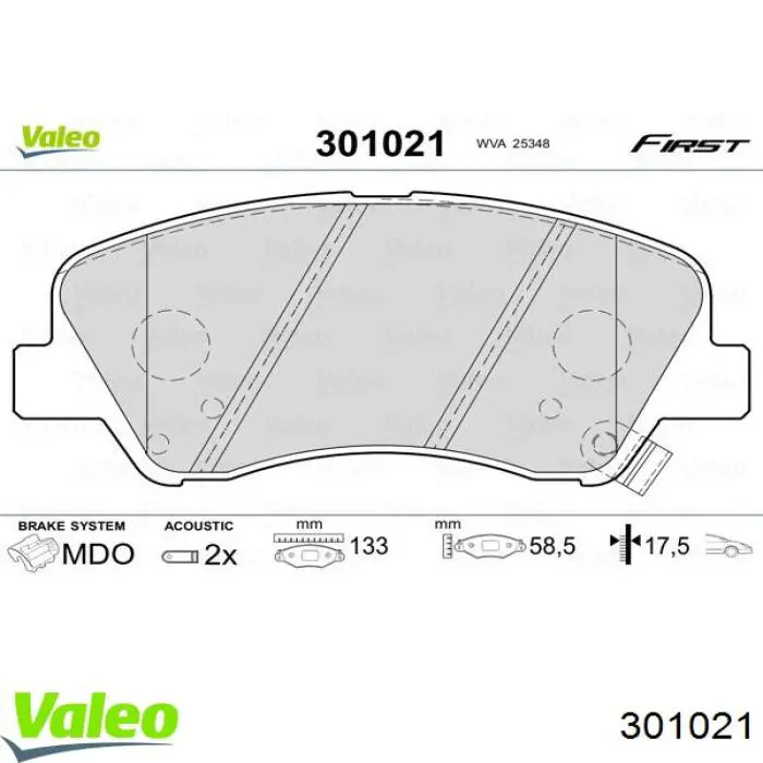 301021 VALEO Колодки передние