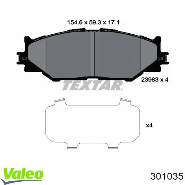 Передние тормозные колодки 301035 VALEO