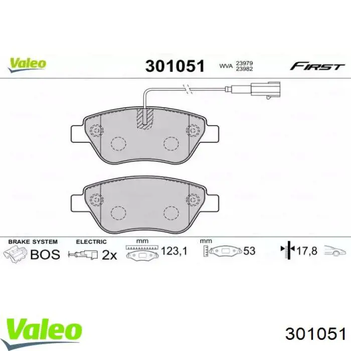 Передние тормозные колодки 301051 VALEO