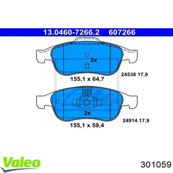 301059 VALEO Колодки передние