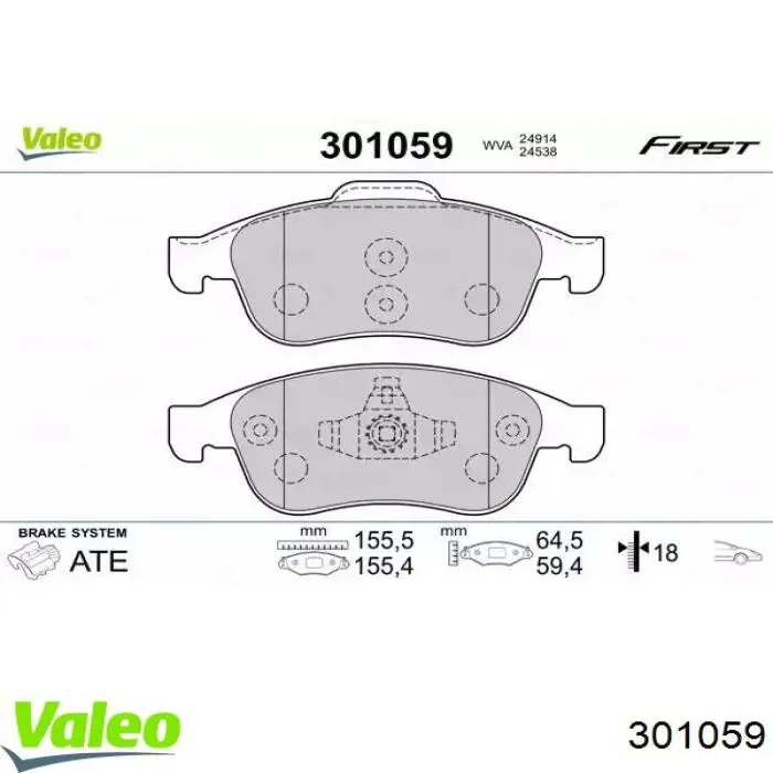 301059 VALEO sapatas do freio dianteiras de disco