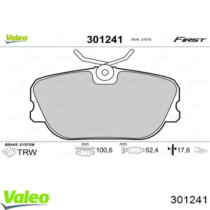 Передние тормозные колодки 301241 VALEO