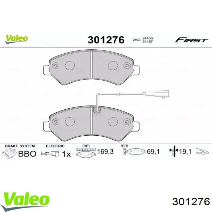 301276 VALEO sapatas do freio dianteiras de disco