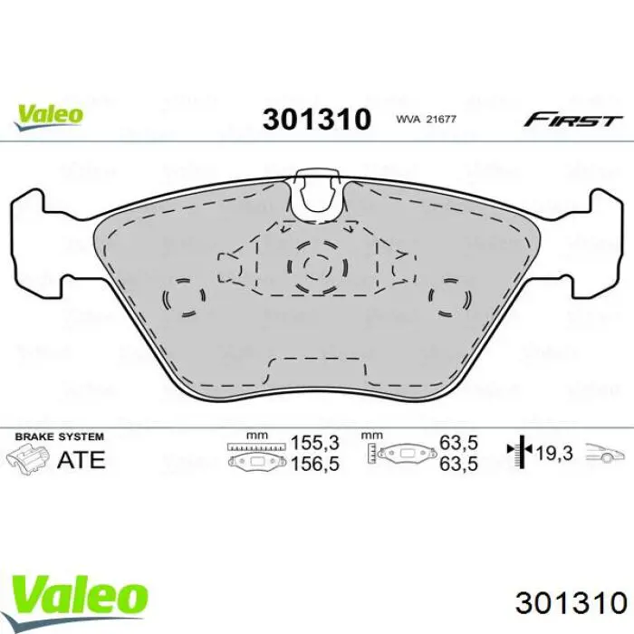 Pastillas de freno delanteras 301310 VALEO