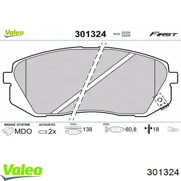 301324 VALEO sapatas do freio dianteiras de disco