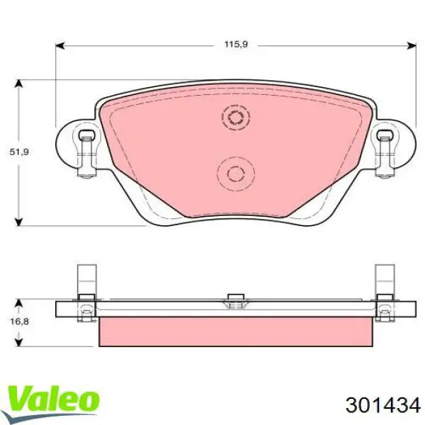 Задние тормозные колодки 301434 VALEO