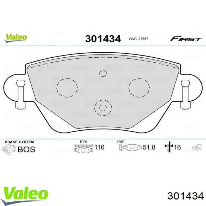 Pastillas de freno traseras 301434 VALEO