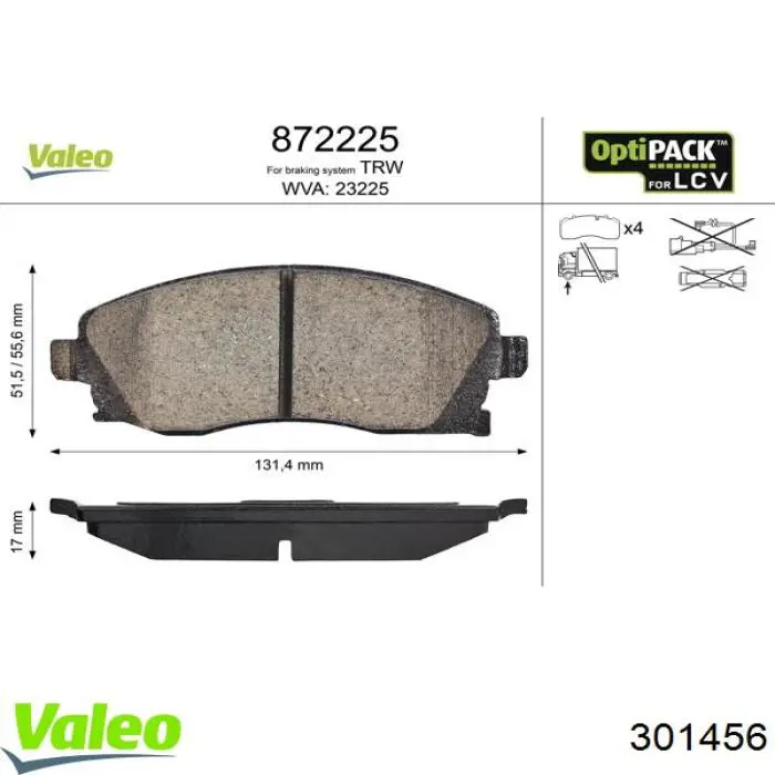 301456 VALEO Колодки передние