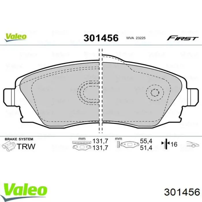 Pastillas de freno delanteras 301456 VALEO