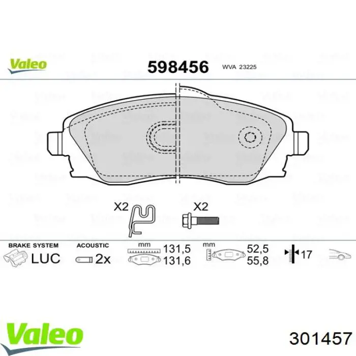 Колодки дисковые  VALEO 301457 цена, от 15.89 USD