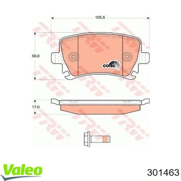 301463 VALEO Колодки тормозные дисковые комплект