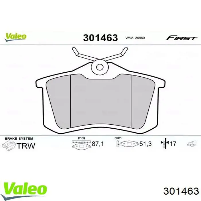 Купить 301463 VALEO Колодки тормозные задние, дисковые