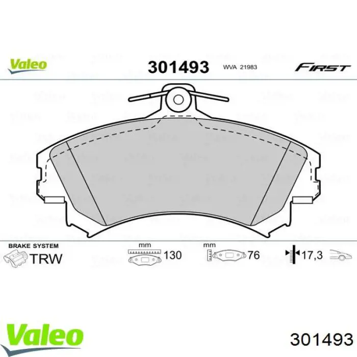 Передние тормозные колодки 301493 VALEO