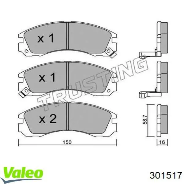 Передние тормозные колодки 301517 VALEO