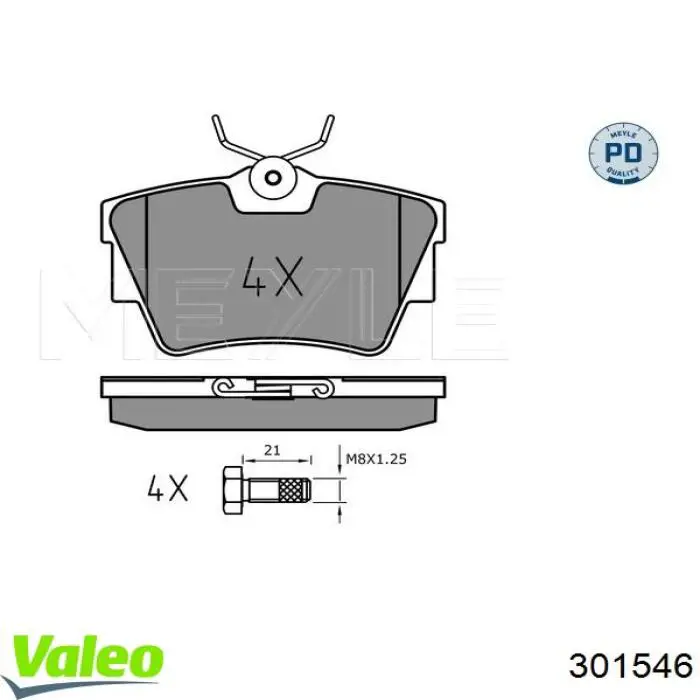 301546 VALEO Колодки тормозные дисковые комплект