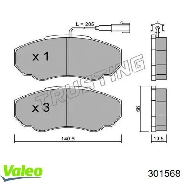 Купить 301568 VALEO Колодки тормозные