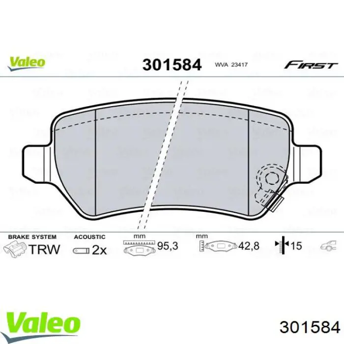Задние дисковые колодки VALEO 301584