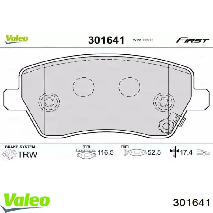 Колодки тормозные передние дисковые VALEO 301641