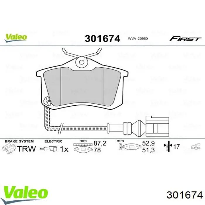 Колодки дисковые  VALEO 301674 цена, от 20.06 USD