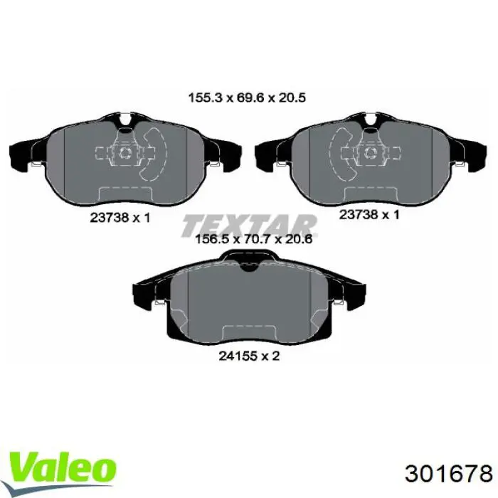 Передние тормозные колодки 301678 VALEO