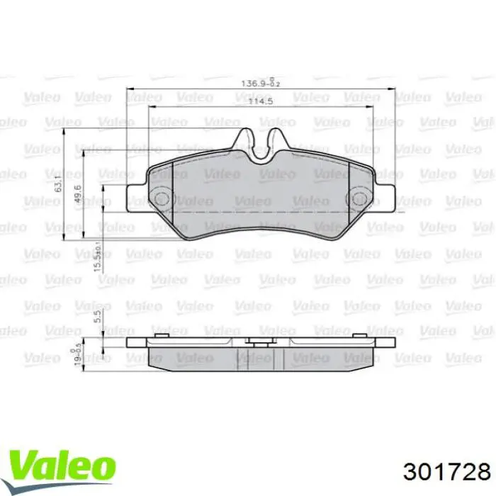 Задние дисковые колодки VALEO 301728