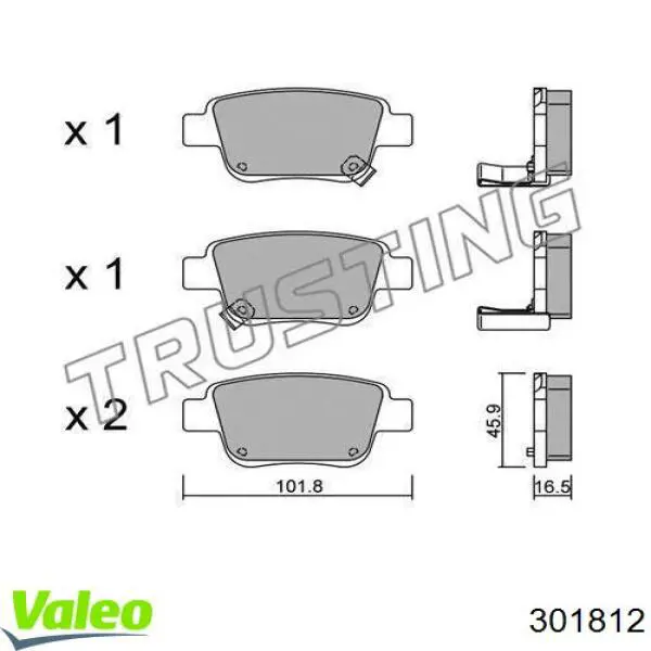 Купить 301812 VALEO Колодки тормозные задние, дисковые