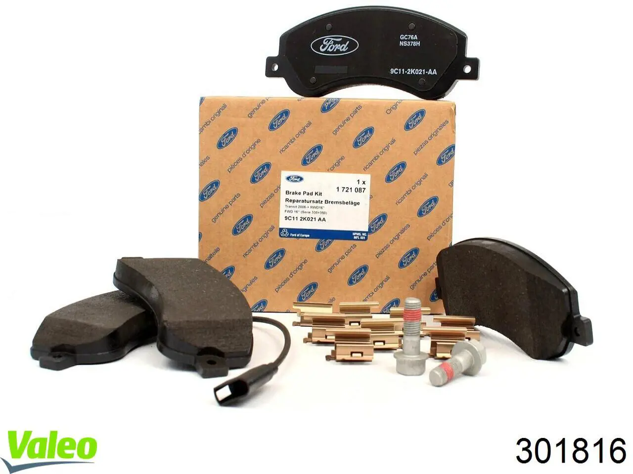 Передние тормозные колодки 301816 VALEO
